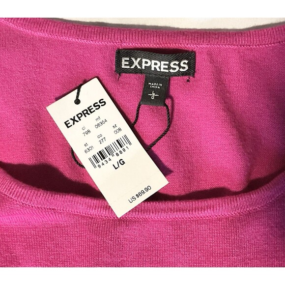 Express Women's Color Block Ruched Sweater Dess, Size L, Pink/Black NWT - Picture 4 of 5